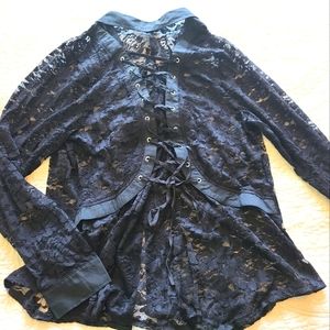 Black lace corset style blouce